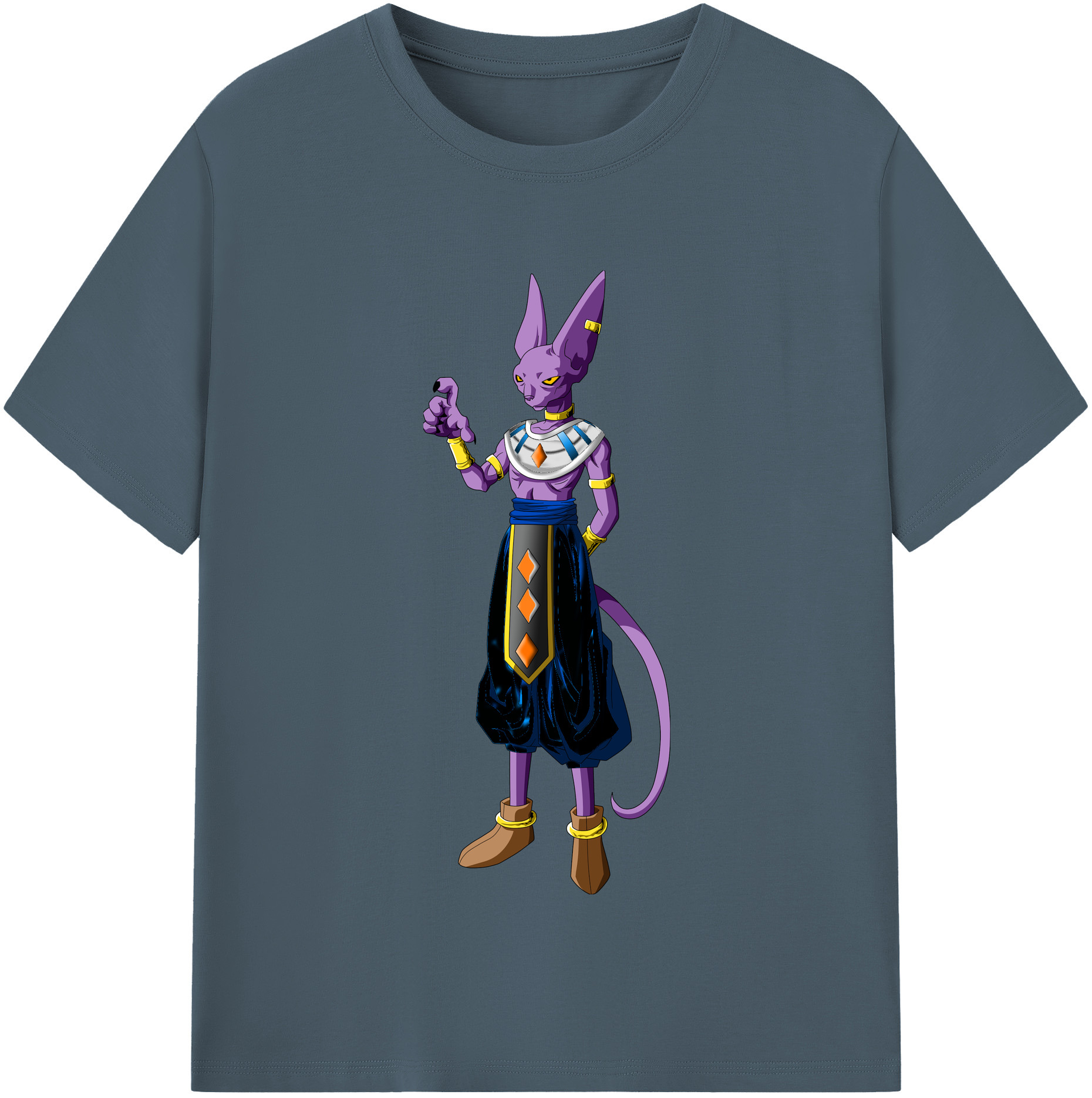 （画像用） ドラゴンボール ビルス 破壊神ビルス DRAGON BALL Beerus Birusu 綿100％半袖Tシャツ（フロントプリント）